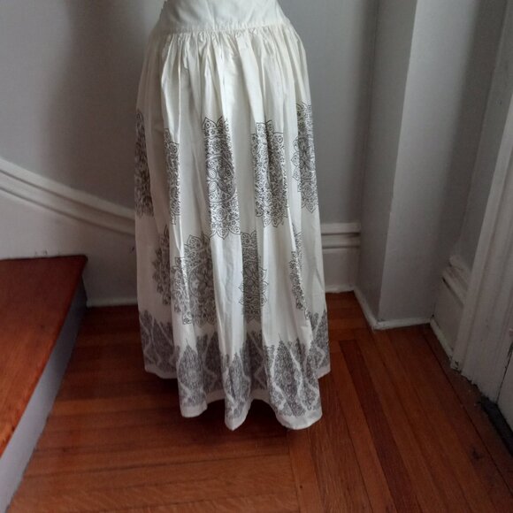 VICTORIA'S SECRET MODA INTERNATIONAL BEIGE BROWN COTTON PRINT MAXI SKIRT NWOT 6 - Picture 5 of 11